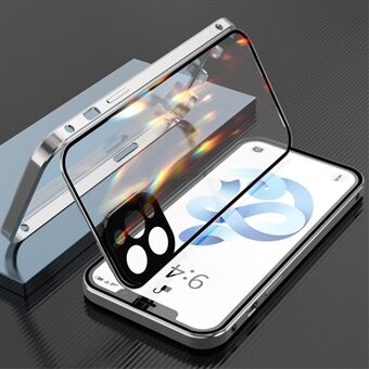 Magnetisk metalramme + dobbeltsidet hærdet glas med fuld dækning Kamerabeskyttelsescover Shell til iPhone 12 Pro Max