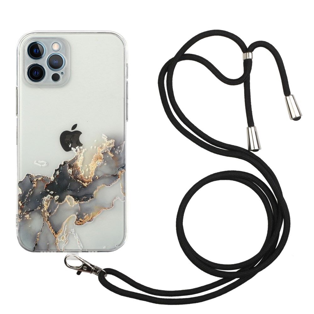 Marmor Fleksibel TPU taske med snor til iPhone 12 Pro