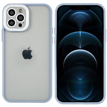 Til iPhone 12 Pro Max  Præcis udskæring Anti-snavs metalknapper TPU+PC Hybrid Cover Blank overflade Telefoncover med glaslinsefilm
