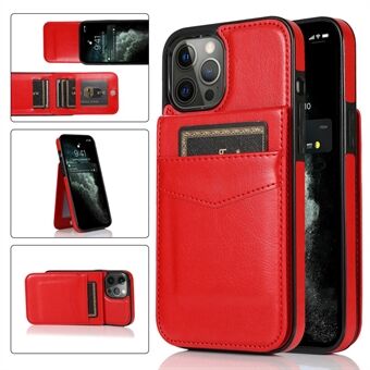 Lædercoated TPU Kickstand Cover til iPhone 12 Pro Max, kortholder Mobiltelefoncover