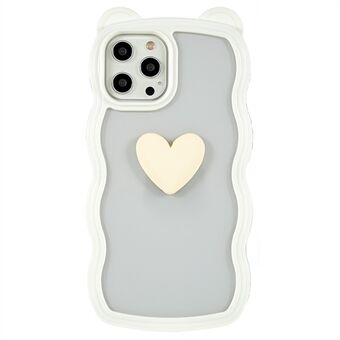Til iPhone 12 Pro Max  Anti-ridse telefonskal Cute Heart Bear Ear Decor Aftageligt 2-i-1 PC+TPU Mobiltelefoncover