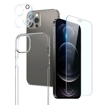 NORTHJO til iPhone 12 Pro Max  ultratyndt, krystalklart telefoncover med skærmbeskytter i hærdet glas og bagsidekamera-linsecover