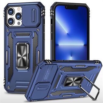 Til iPhone 12 Pro Max  PC + TPU Ring Kickstand Cover med Slide Camera Cover Anti-Fall telefonbeskytter
