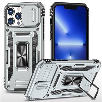Til iPhone 12 Pro Max  PC + TPU Ring Kickstand Cover med Slide Camera Cover Anti-Fall telefonbeskytter