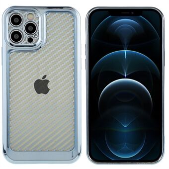 Til iPhone 12 Pro Max  Light Slim TPU galvaniseringsbeskytter Carbon Fiber Texture Precise Cutout telefonetui
