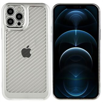 Til iPhone 12 Pro Max  Light Slim TPU galvaniseringsbeskytter Carbon Fiber Texture Precise Cutout telefonetui