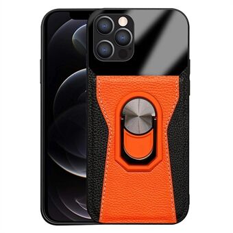 For iPhone 12 Pro Max  Litchi Texture Contrast Color Phone Case PU Leather Coated PC + TPU Kickstand Cover
