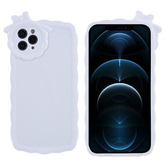 Til iPhone 12 Pro Max 6,7 tommer beskyttende telefoncover med blank overflade Solid hvid 3D Cartoon Monster Smartphone TPU bagcover