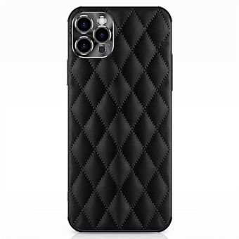 Til iPhone 12 Pro Max 6,7 tommer Støvtæt PU-læder+TPU-mobiltelefoncover Anti-ridse Rhombus Texture telefoncover