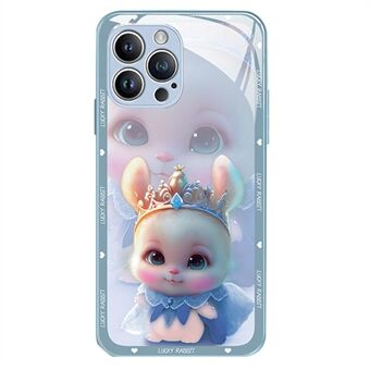 Til iPhone 12 Pro Max 6,7 tommer Anti-fading Princess Rabbit Pattern Printing Telefoncover Hærdet glas+TPU telefoncover