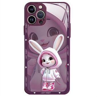 Til iPhone 12 Pro Max 6,7 tommer Cute Girl Kaninmønster Udskrivning Telefonetui Glas Hærdet glas Bagside TPU Kanter Anti-ridsecover