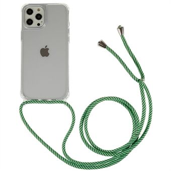 Til iPhone 12 Pro Max 6,7 tommer klart telefoncover med justerbar lanyard Anti-kollision TPU+akryl bagcover