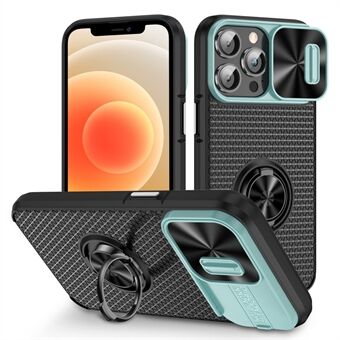 Slide Lens Protection Telefoncover til iPhone 12 Pro Max Ring Kickstand PC+TPU Mobiltelefoncover