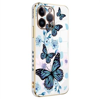 RZANTS galvaniseringstelefoncover til iPhone 12 Pro Max 6,7 tommer, blå sommerfugletrykt TPU-bagcover