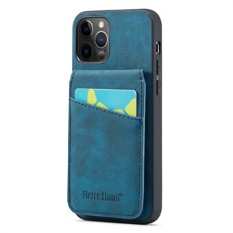 FIERRE SHANN Til iPhone 12 Pro Max 6,7 tommer Kickstand telefoncover Crazy Horse Texture PU-læder+TPU-kortholder-etui
