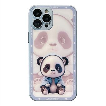 Beskyttende telefoncover til iPhone 12 Pro Max, hærdet glas+TPU Shadow Panda-mønstercover med linsefilm