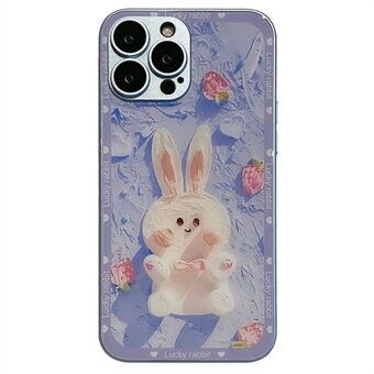 Glas+TPU telefoncover til iPhone 12 Pro Max Strawberry Rabbit Decor Metal Paint Design Telefoncover