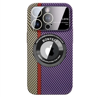 Stødsikker pc-cover til iPhone 12 Pro Max 6,7 tommer kulfibertekstur Magnetisk konkav linsetelefonskal