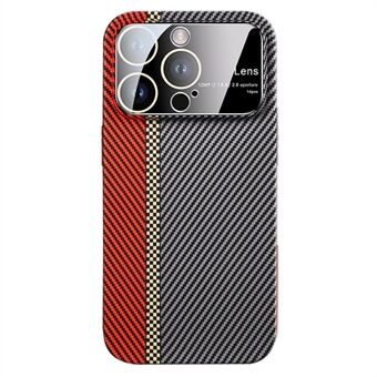 PC-telefoncover til iPhone 12 Pro Max 6,7 tommer Carbon Fiber Texture Slankt telefoncover med glaslinsefilm
