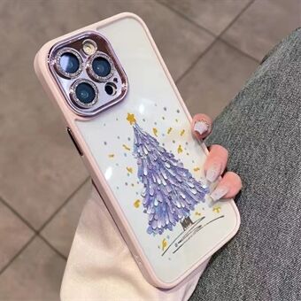 Til iPhone 12 Pro Max juletræsmønster bagcover Glitter kameraring TPU Ring med linsefilm