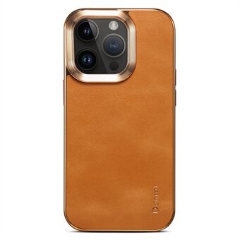 DENIOR til iPhone 12 Pro Max ægte ko-læder+pc-telefonetui Galvaniseringsbeskyttelsescover