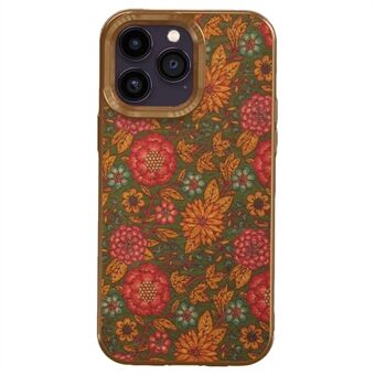 Flower Pattern Series til iPhone 12 Pro Max Elektroplettering Lædercoating Telefoncover TPU+PC-etui