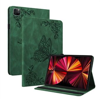 Påtrykte Butterfly Flower Card Slots Folio Stand Cover Tablet læderetui med elastik til iPad Air (2020) / Pro  (2021)