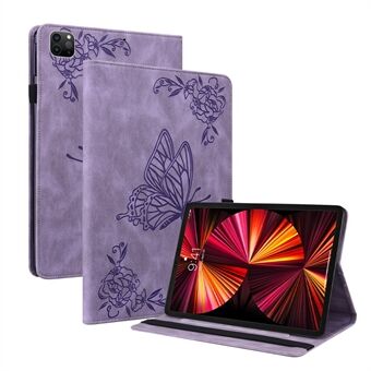 Påtrykte Butterfly Flower Card Slots Folio Stand Cover Tablet læderetui med elastik til iPad Air (2020) / Pro 11-tommer (2021)