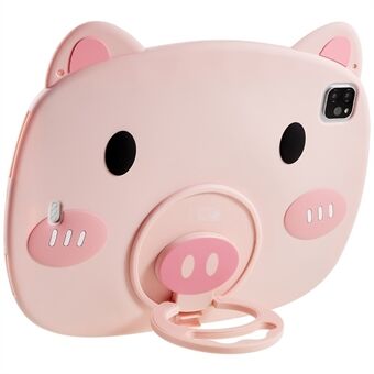 Til iPad Pro 11 (2020) / (2021) / (2022) / iPad Air (2020) / (2022) Cute Piggy Soft Silikone Case PC Håndtag Kickstand Anti-Slip Tablet Cover
