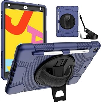 P8 360° drejeligt Kickstand Design PC + Silikone Combo Tablet Case Cover med skulderrem til iPad 10.2 (2021)/(2020)/(2019)