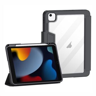 Origami Standing Shell Cover til iPad 10.2 (2019)(2020) / (2021) PU Læder Auto Wake / Sleep Tablet Cover med penneholder - Sort