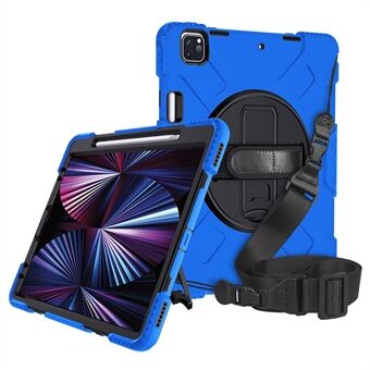 Kickstand PC + Silicone Hybrid Tablet Case with Hand Strap Shoulder Strap for iPad Pro  (2021)/(2020)/(2018)