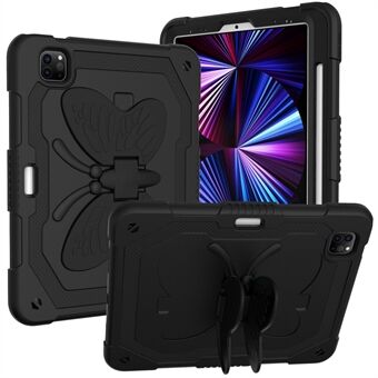 Til iPad Pro  (2021) / (2020) / (2018) / iPad Air (2022) / (2020) Butterfly Shape Kickstand Tablet Case Silikone + PC stødsikkert cover med skulderrem