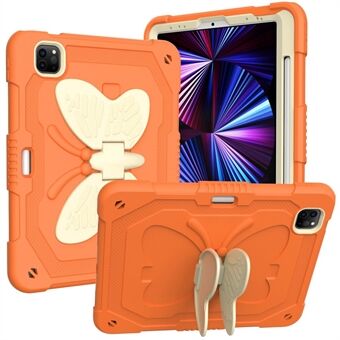 Til iPad Pro  (2021) / (2020) / (2018) / iPad Air (2022) / (2020) Butterfly Shape Kickstand Beskyttelsesetui Silikone + PC Tablet Anti-drop cover med skulderrem
