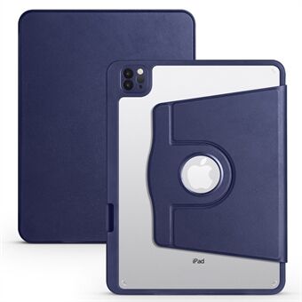 Til iPad Pro 12,9-tommer (2018) / (2020) / (2021) / (2022) PU-lædercover Roterende Kickstand Akryl-tablet-etui med penneholder