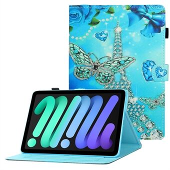 Mønstertryk Cross Texture Stitching Line PU-læder Tablet Stand Cover Case med kortpladser til iPad mini (2021)