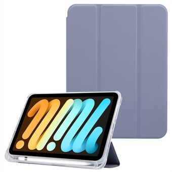 Skin Touch Feeling Tri-fold Stand PU-læder tablet-beskyttende etui Shell med kuglepen til iPad mini (2021)