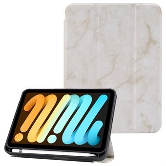 Marmormønster Tri-fold Stand Smart Tablet Læder Taske med Pen Slot til iPad mini (2021)