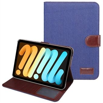 Stand Design Holdbar jeans stof Flip læder tablettaske Blødt PU bagcover til iPad mini (2021)
