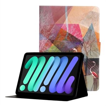 Stilfuldt mønsterudskrivningskortholder Design Anti-Fall Magnetisk Lædertaske med Stand til iPad mini (2021)