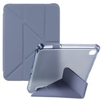 Origami Stand PU Læder + TPU Transparent Tablet Case Cover med Pen Slot til iPad mini (2021)
