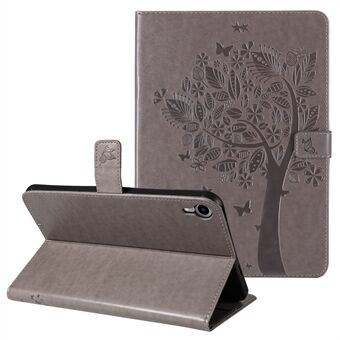 Etui med kat og træ påtrykt magnetisk lås Stand Design Velbeskyttet læder tabletcover til iPad mini (2021)