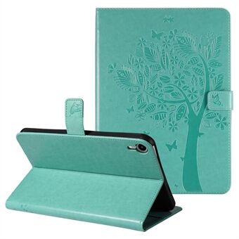 Etui med kat og træ påtrykt magnetisk lås Stand Velbeskyttet lædertabletcover til iPad mini (2021)