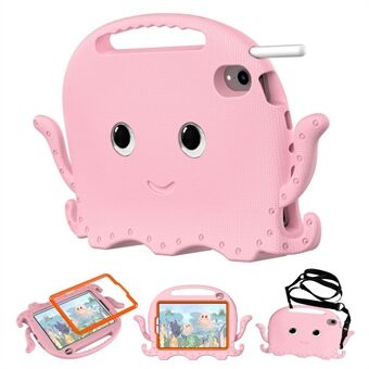 For iPad mini (2021) Cute Octopus Shape EVA Case Pen Slot Design Shockproof Tablet Cover with Handle and Shoulder Strap