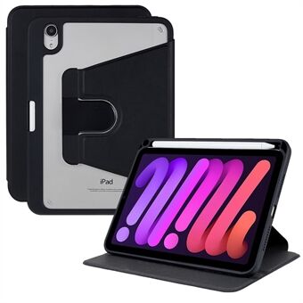Rotary Stand Tablet Case for iPad mini (2021), Pen Slot PU Leather + TPU + Acrylic Protective Cover