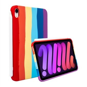 Til iPad mini (2021) Rainbow Color Flydende Silikone TPU Tablet Case Anti-drop cover med mikrofiber læderforing