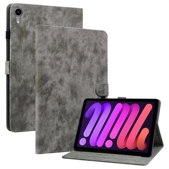 Sødt tigermønster præget anti-fald-etui til iPad mini (2021) TPU+PU-lædercover med Stand /kortplads, stødsikkert tablet-etui understøtter automatisk vækning/søvn