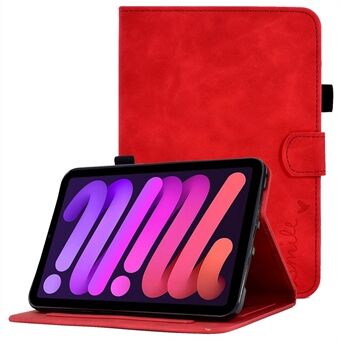 Til iPad mini (2021) Stødsikker læderetui Anti-ridse ensfarvet Folio Flip Cover Mønster påtrykt Tablet Stand Case med kortpladser