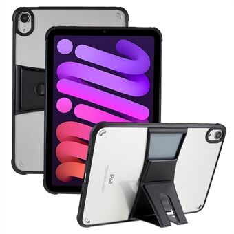 Gennemsigtig TPU + Akryl Tablet Cover til iPad mini (2021) Læder Kickstand Anti-drop Tablet Cover