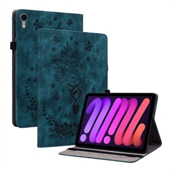 Til iPad mini (2021) PU læder kortholder Shell Butterfly Rose påtrykt Stand